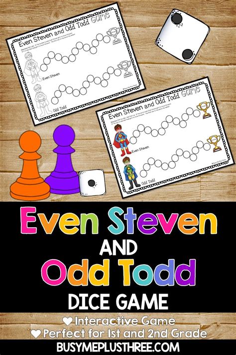 Even and Odd Numbers Dice Game for 1st Grade and 2nd Grade Activity ...