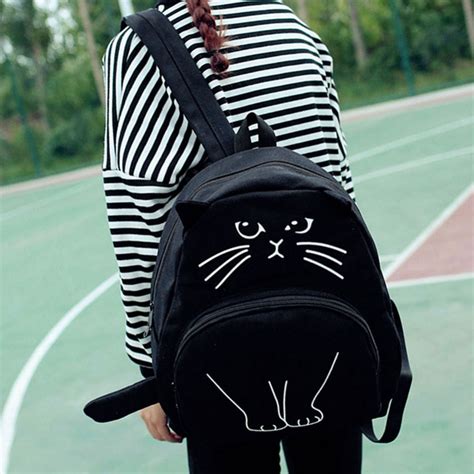 Kids / Teen Canvas Casual Kitty Cat Backpack (14") – Funn Bagz