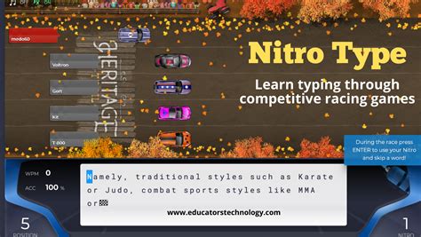 Nitro Type- Learn Typing through Competitive Racing Games | Educational ...