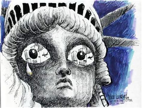 Luckovich drawing showing the Statue of Libery crying over loss of ...