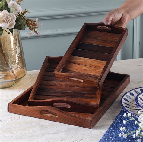 Wooden Serving Tray- Set of 3 – The Decor Mart