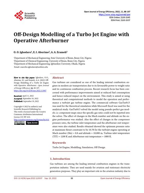 Off-Design Modelling of A Turbo Jet Engine With Op | PDF | Jet Engine ...