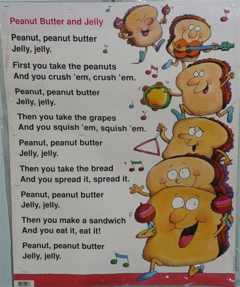 Peanut Butter and Jelly Song Poster | Songs for toddlers, Preschool ...