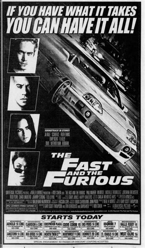 The Fast & The Furious Opens in STL, 6/22/2001 | Vintage poster design ...