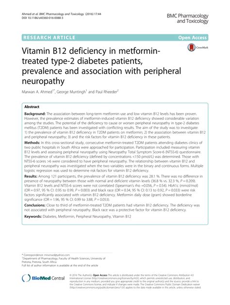 (PDF) Vitamin B12 deficiency in metformin-treated type-2 diabetes ...