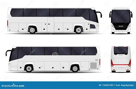 Realistic bus. side view stock vector. Illustration of transport ...