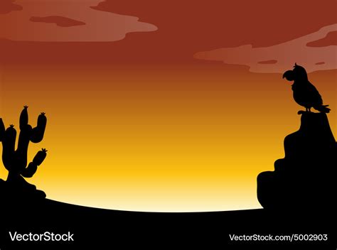 Silhouette desert Royalty Free Vector Image - VectorStock