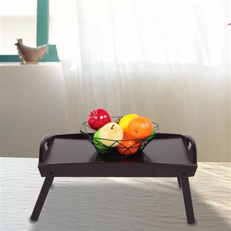 Serving Tray Bed Tray Table with Folding Legs, Breakfast Tray Wooden ...