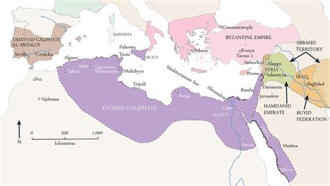 Map of the Fatimid Empire at its Height This map shows how, in the ...