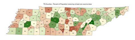 Percent of TN County Population receiving at least one vaccine dose as ...