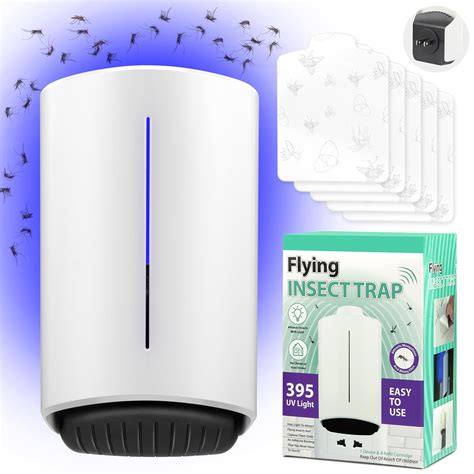 Pelrayt Flying Insect Trap Plug-in with 5 Replaceable Sticky Pads ...