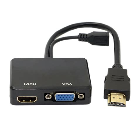 Cablecc HDMI to VGA & HDMI Female Splitter with Audio Video Cable ...