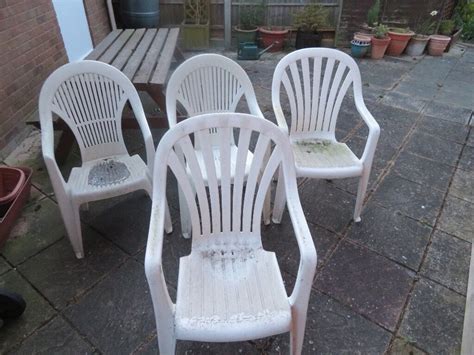 4 white plastic patio chairs | in Bury St Edmunds, Suffolk | Gumtree