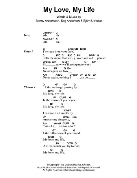 My Love, My Life by ABBA - Guitar Chords/Lyrics - Guitar Instructor