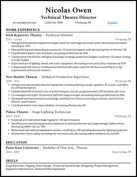 3 Technical Theatre Resume Examples That Work in 2024