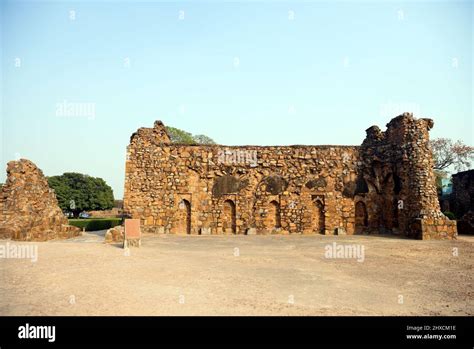 Ruins at Firoz Shah Kotla Fort in New Delhi, which was the citadel of ...