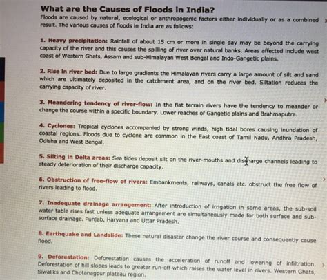 Solved What are the Causes of Floods in India? Floods are | Chegg.com