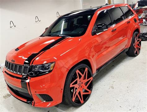 Ace-1: Red Wrap 2020 SRT Jeep Trackhawk on Concave 26" Forgiatos