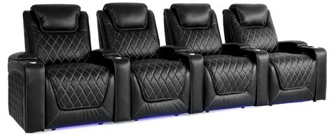 Valencia Theater Seating 130.75'' Wide Genuine Leather Home Theater ...