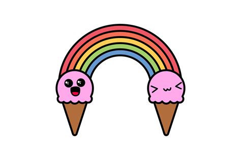 Rainbow Icon Ice Cream Black Stroke Art Graphic by samanostudio ...