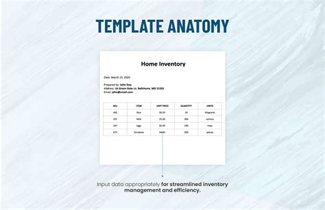 Home Inventory Spreadsheet Template in GDocsLink, Google Sheets, MS ...