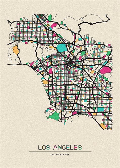 Los Angeles, California City Map By Inspirowl Design ...