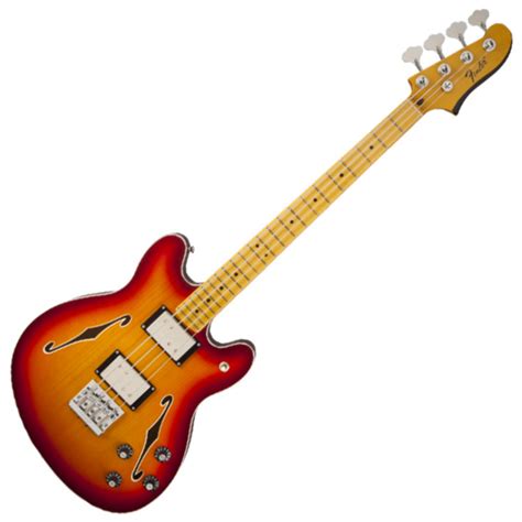 DISC Fender Starcaster Bass, Maple Neck, Aged Cherry Burst at Gear4music