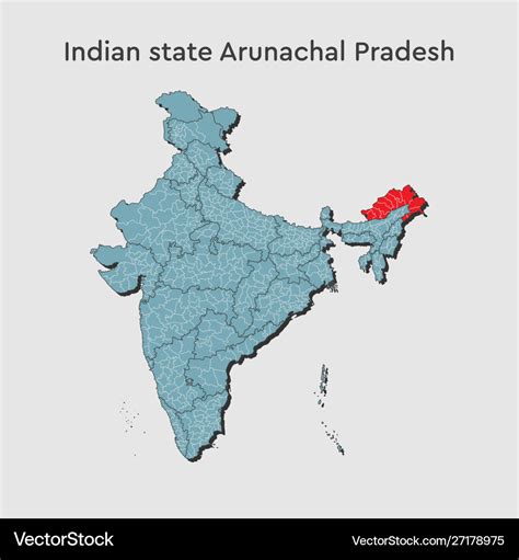 India country map arunachal pradesh state template