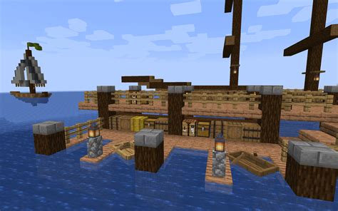 Functional boat dock and storage. I love the new barrels! : Minecraft