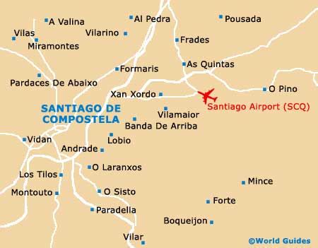 Map of Santiago de Compostela Lavacolla Airport (SCQ): Orientation and ...