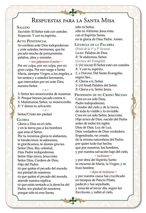 Spanish - Responses for Mass - Vianney Vocations