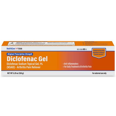 HealthCareAisle Diclofenac Gel, 1%, Arthritis Pain Relief - 150 g tube ...