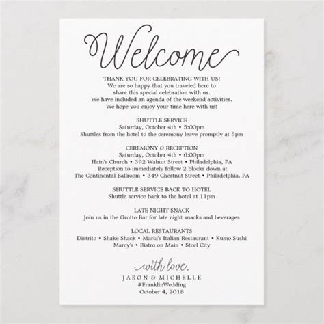 Country Script Wedding Itinerary - Wedding Welcome Program | Wedding ...