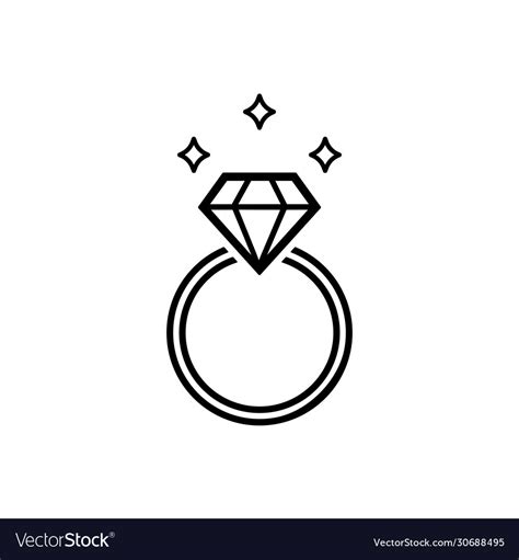 Wedding or diamond engagement ring symbol Vector Image