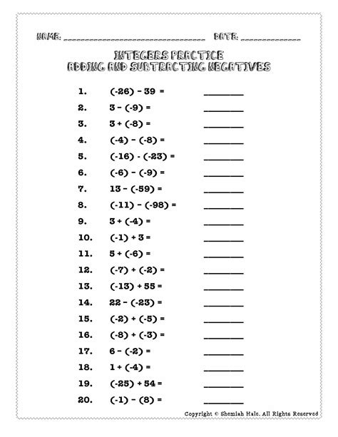 Integers Rules, Number Line, Notes And Practice Problems Worksheets ...