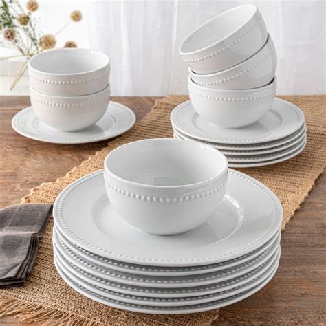 Better Homes & Gardens 18 Piece Porcelain Sophia Beaded Dinnerware Set ...