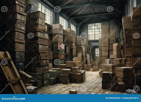 Industrial Interior of an Old Factory Warehouse. Stock Image - Image of ...