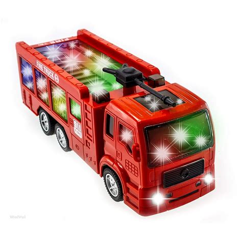 TECHEGE Bump-n-Go Fire Truck Vehicles Toy for Boys, Kids with Siren ...