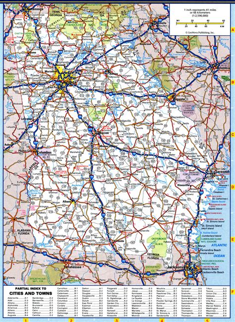 Map of Georgia roads and highways. Free printable road map of Georgia