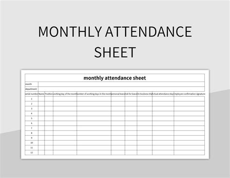 Monthly Attendance Sheet Excel Template And Google Sheets File For Free ...