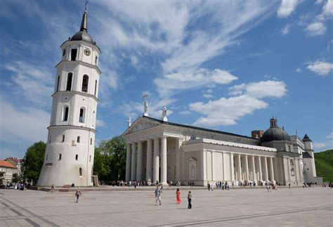 Vilnius Cathedral looks more like a Greek temple. The separate bell ...