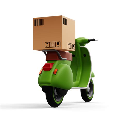 Motorcycle with parcel box, Delivery Courier service, 3d rendering ...