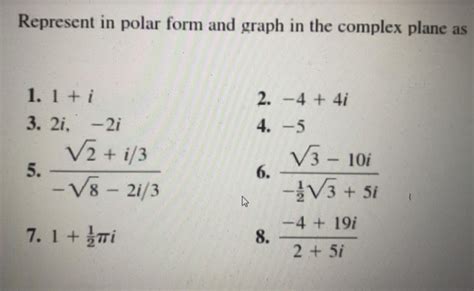 Solved Represent in polar form and graph in the complex | Chegg.com