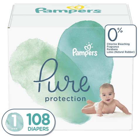 Pampers Pure Protection Natural Newborn Diapers, Size 1, 108 ct ...