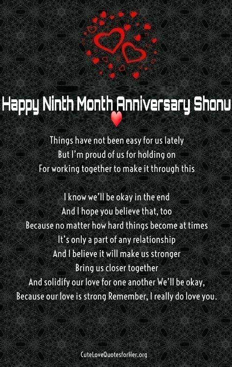 9th Month Anniversary | Anniversary quotes for him, Love anniversary ...