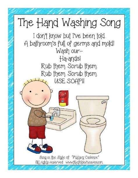 The Hand Washing Song Classroom Poster | Kindergarten songs, Preschool ...