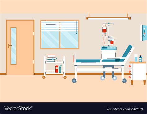 Hospital room with bed and medical equipment Vector Image