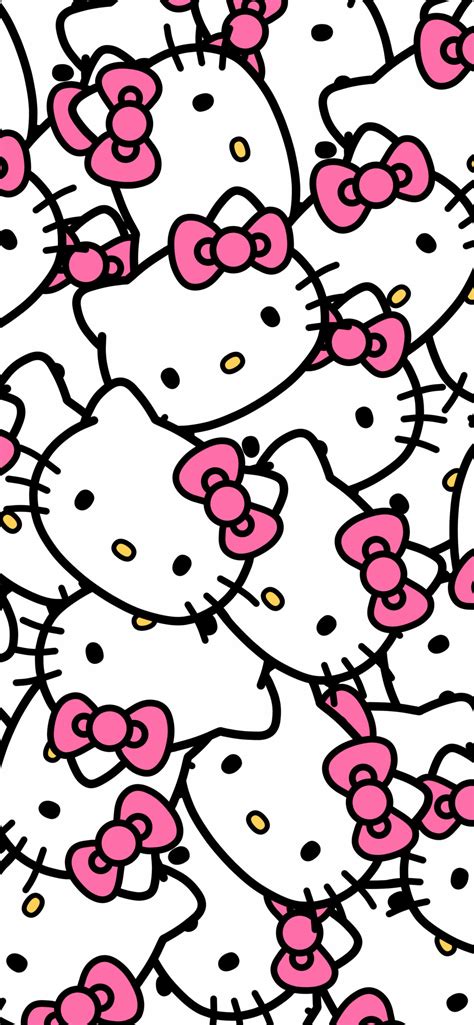 Hello Kitty Face Pattern Wallpaper - Hello Kitty Aesthetic Wallpaper