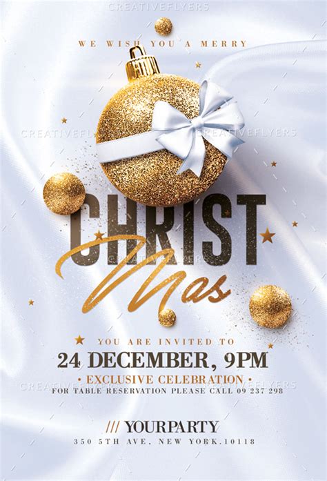 White and Gold Christmas Flyer Template - Creative Flyers | Christmas ...