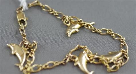 9ct Gold Dolphin Charm Bracelet - 2.9g - Bracelets/Bangles - Jewellery